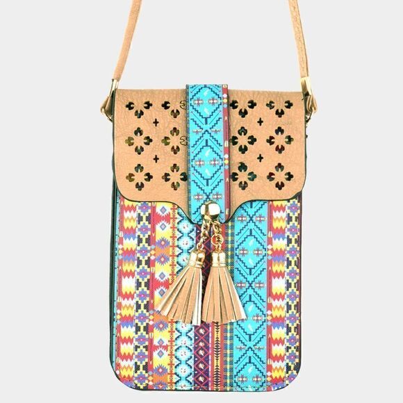 Boho Touch Screen Crossbody Cell Phone Bag Taupe - Picture 3 of 5